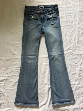 Garage Low-Rise Flare Jeans with Front Patch Pockets